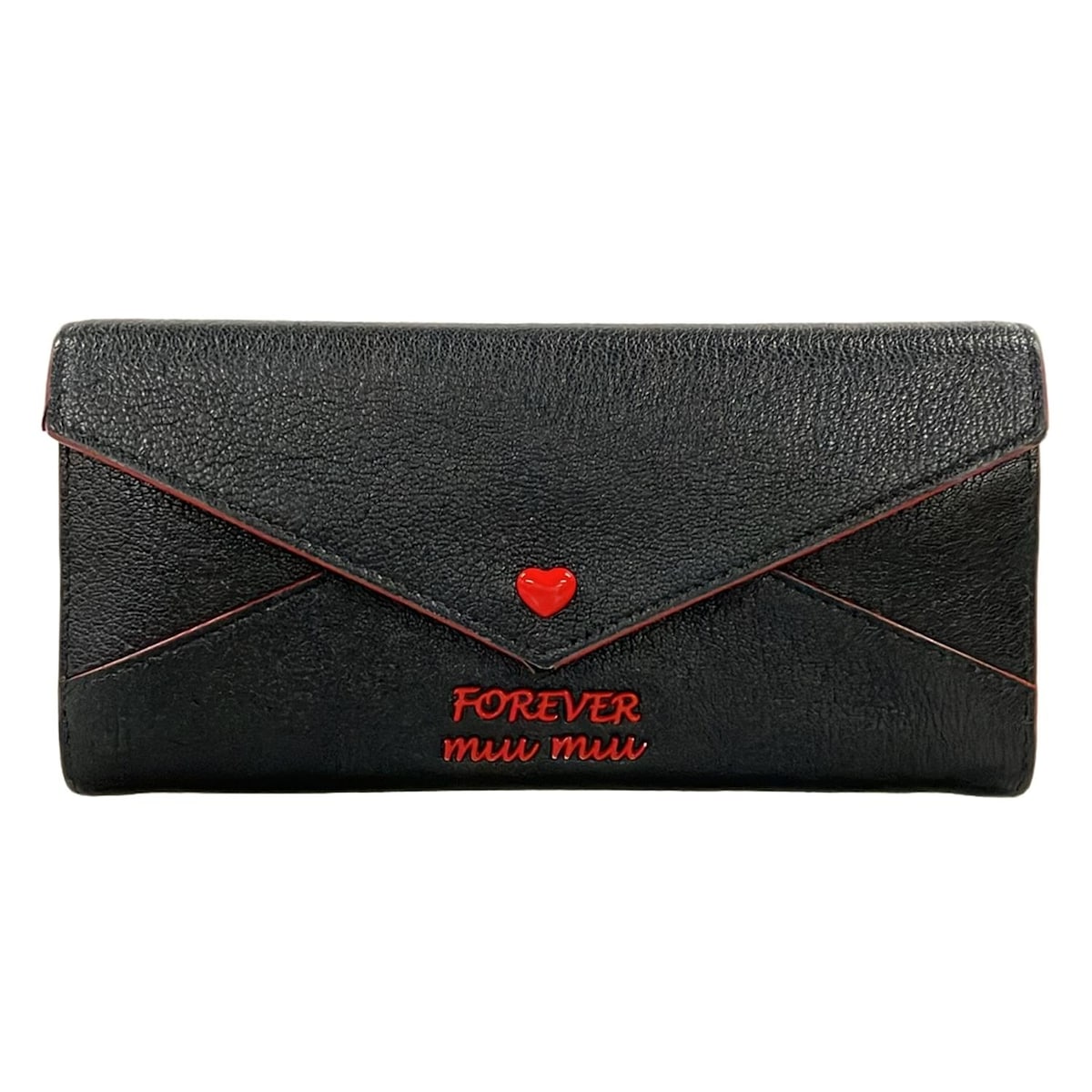 Miu Miu Miumiu Long Wallet 5mh379 Black Red Leather